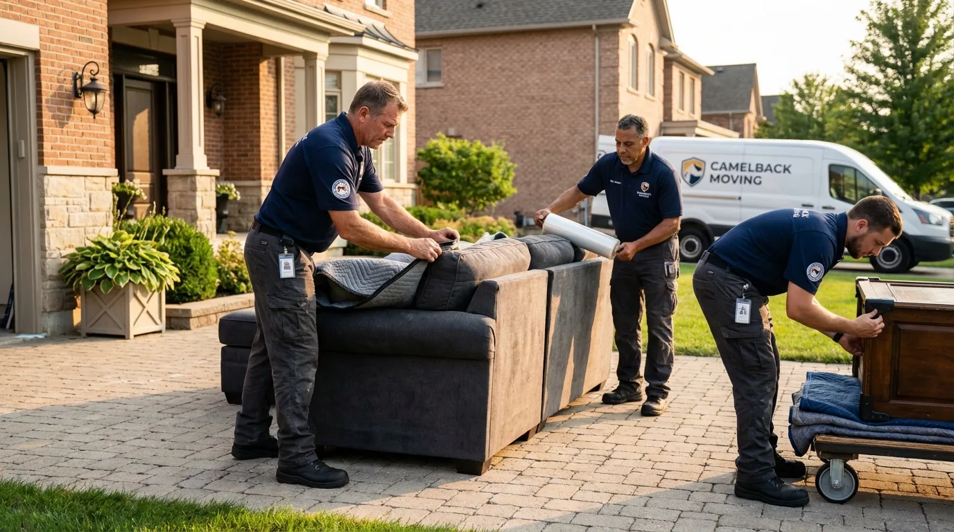 Large estate moving crew wrapping furniture in Fair Haven, NJ